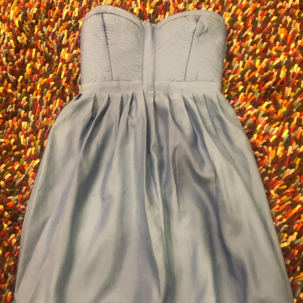 S Periwinkle strapless dress. Brand: Devlin.